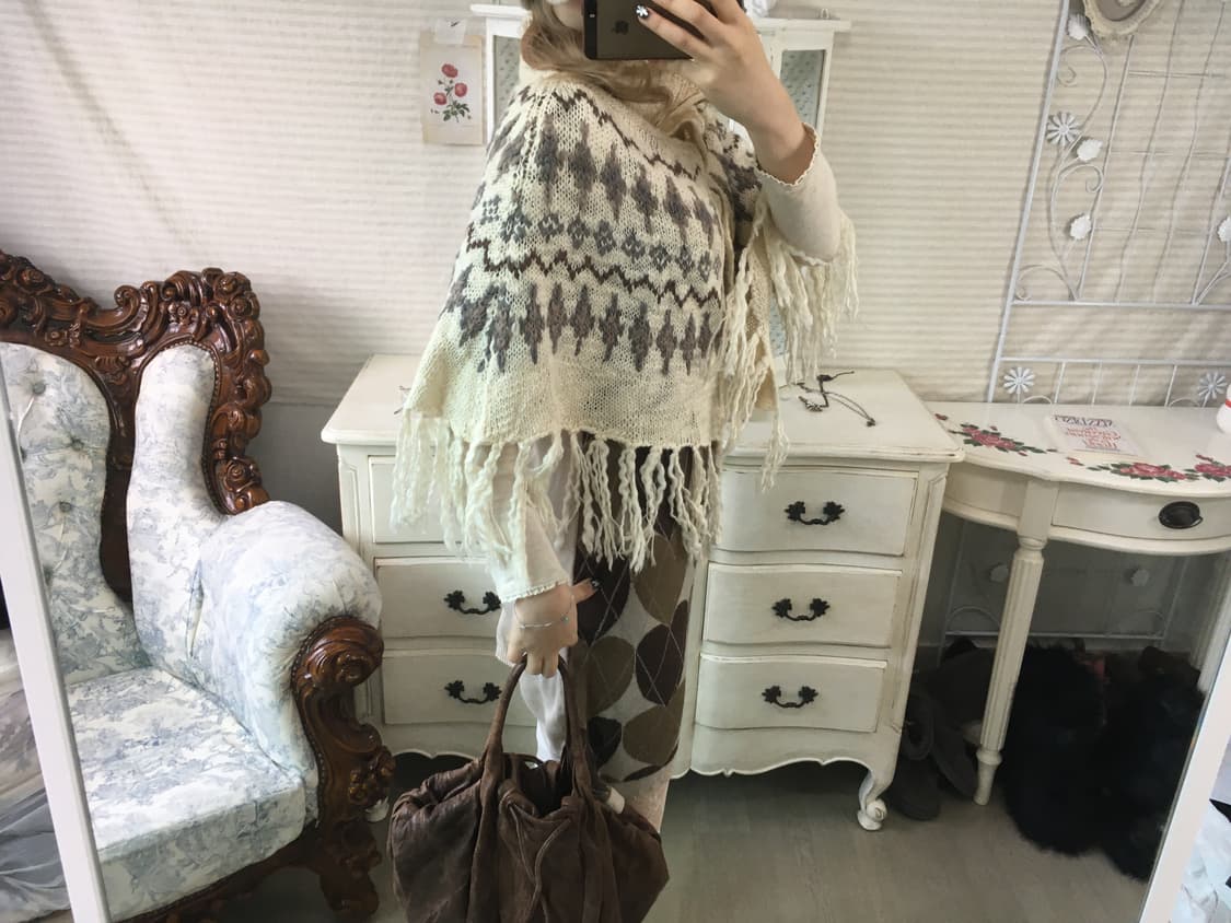 vintage ivory nordic hippie cape 상품이미지4