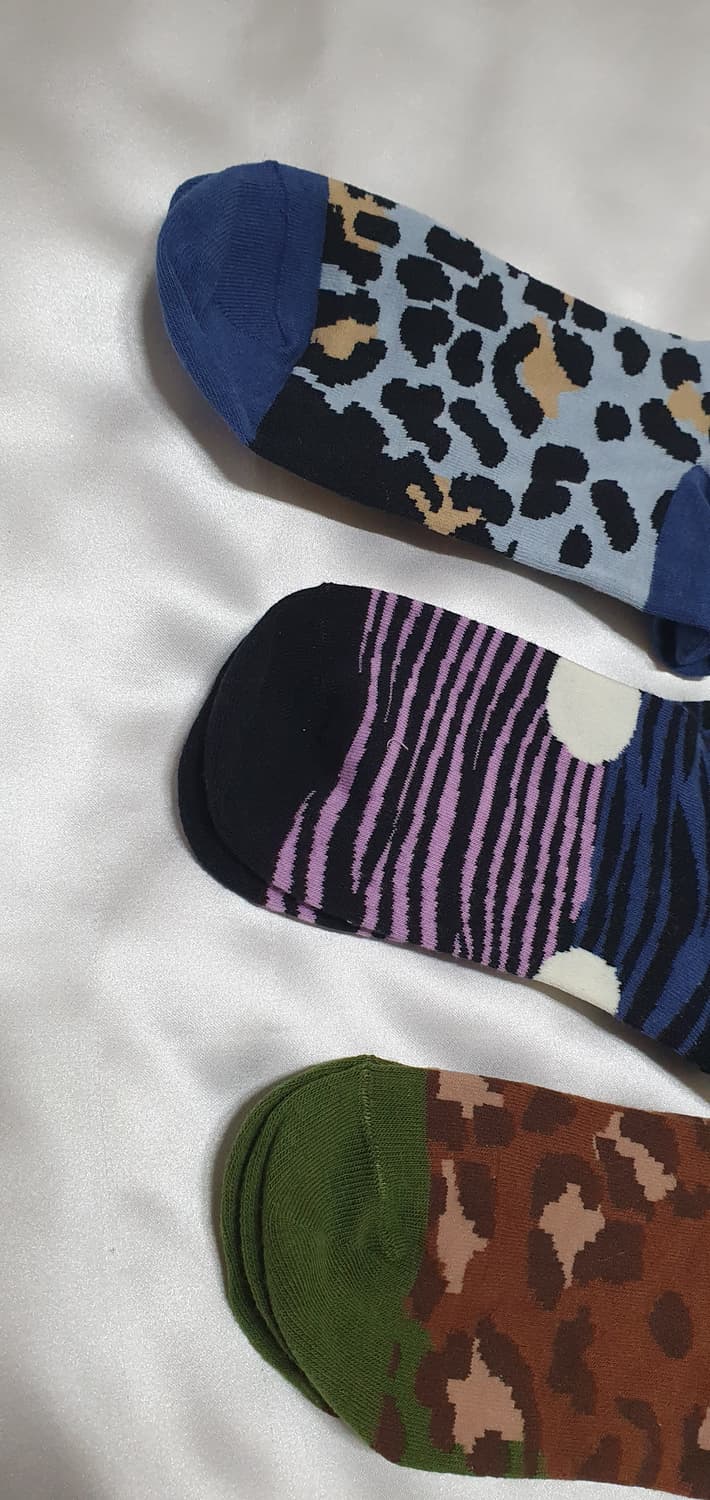 블루 퍼플 그린 브라운 호피 레오파드 지브라 얼룩말 비비안웨스트우드 양말 상품이미지4