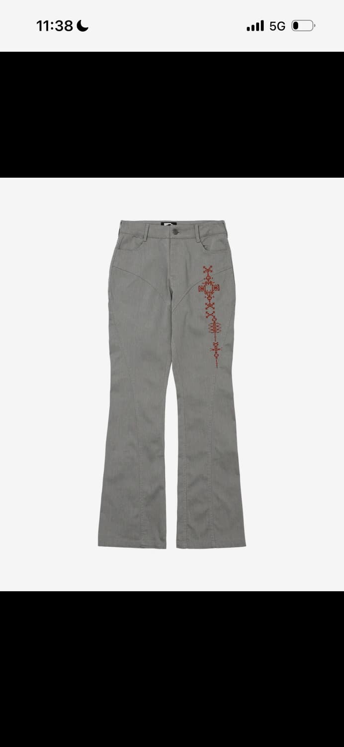 웰빙익스프레스 Embroidered Line Pants Grey s사이즈 상품이미지1