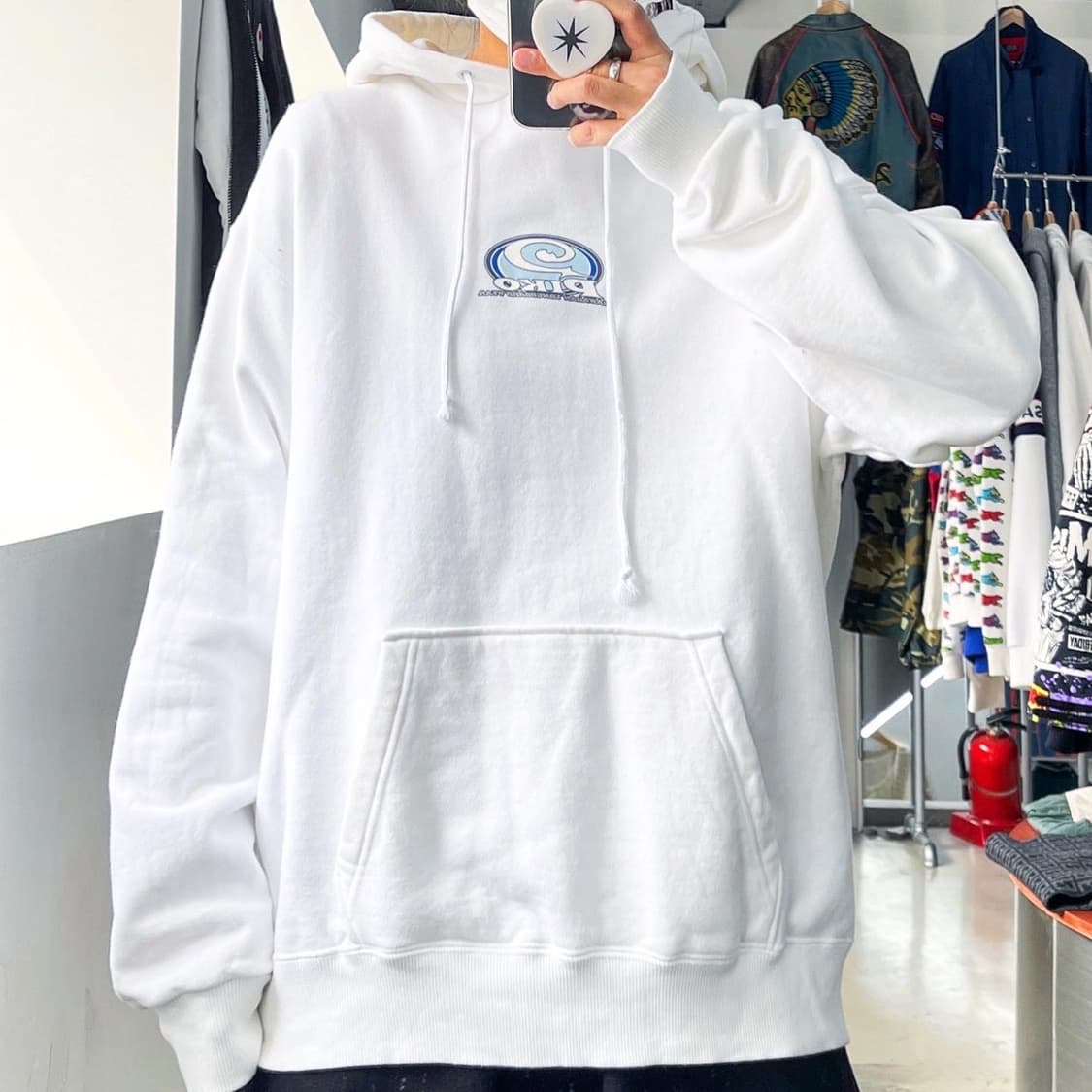 피코 빅 웨이브 로고 화이트 스웻 후드티 상품이미지2