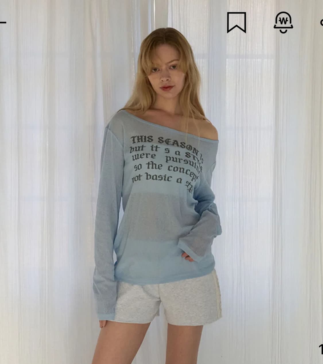 시스루 레터링 루즈핏 롱슬리브 스카이 블루 상품이미지1