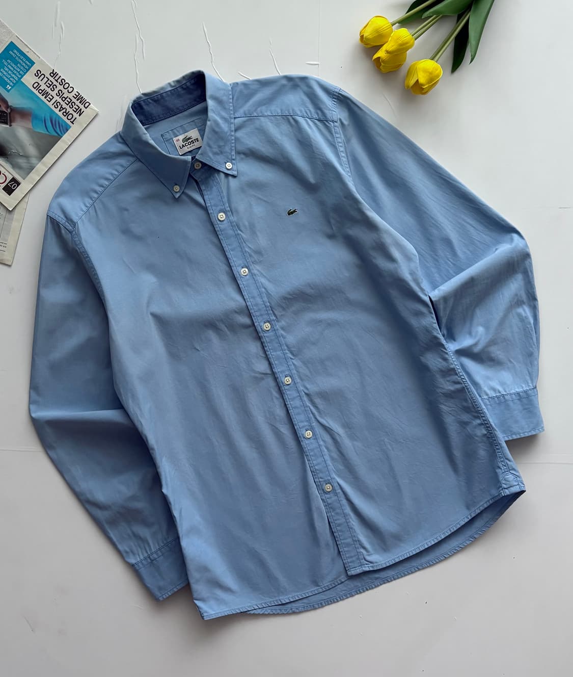 라코스테 하늘색 솔리드 셔츠 상품이미지1