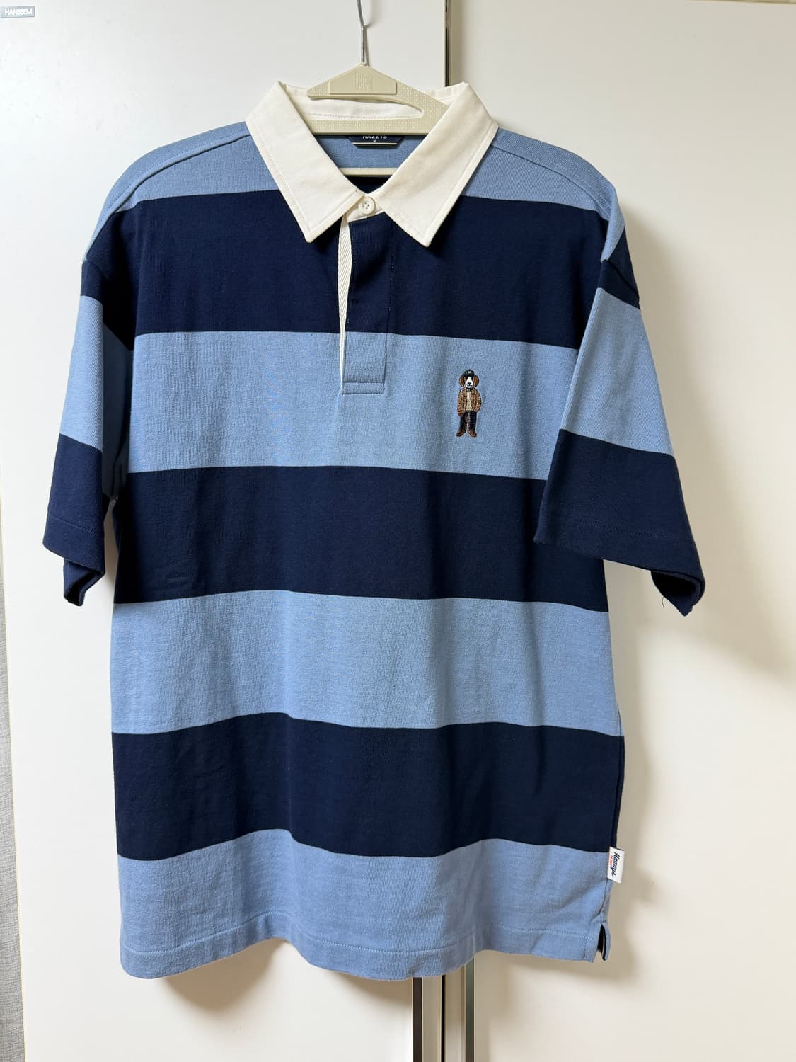 헤지스 단가라 스트라이프 카라 반팔 티셔츠 M 상품이미지1