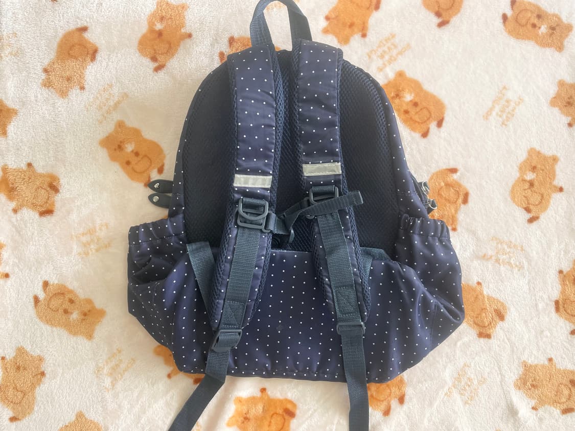 모리걸 빈티지 헬로키티 hello kitty 네이비 도트 백팩💙🤍 상품이미지3