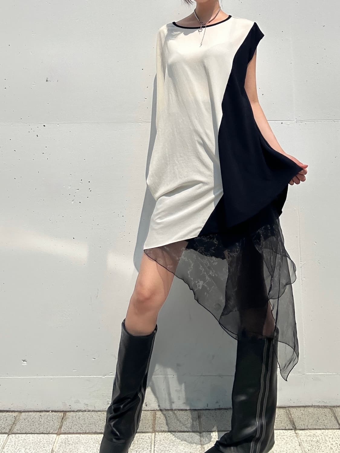 Unbalanced drape top & ops  상품이미지2