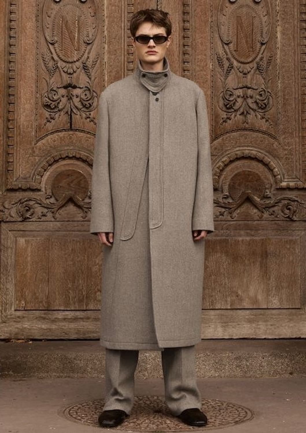 [M] STU 25FW 더블 플라켓 코트 베이지 상품이미지1