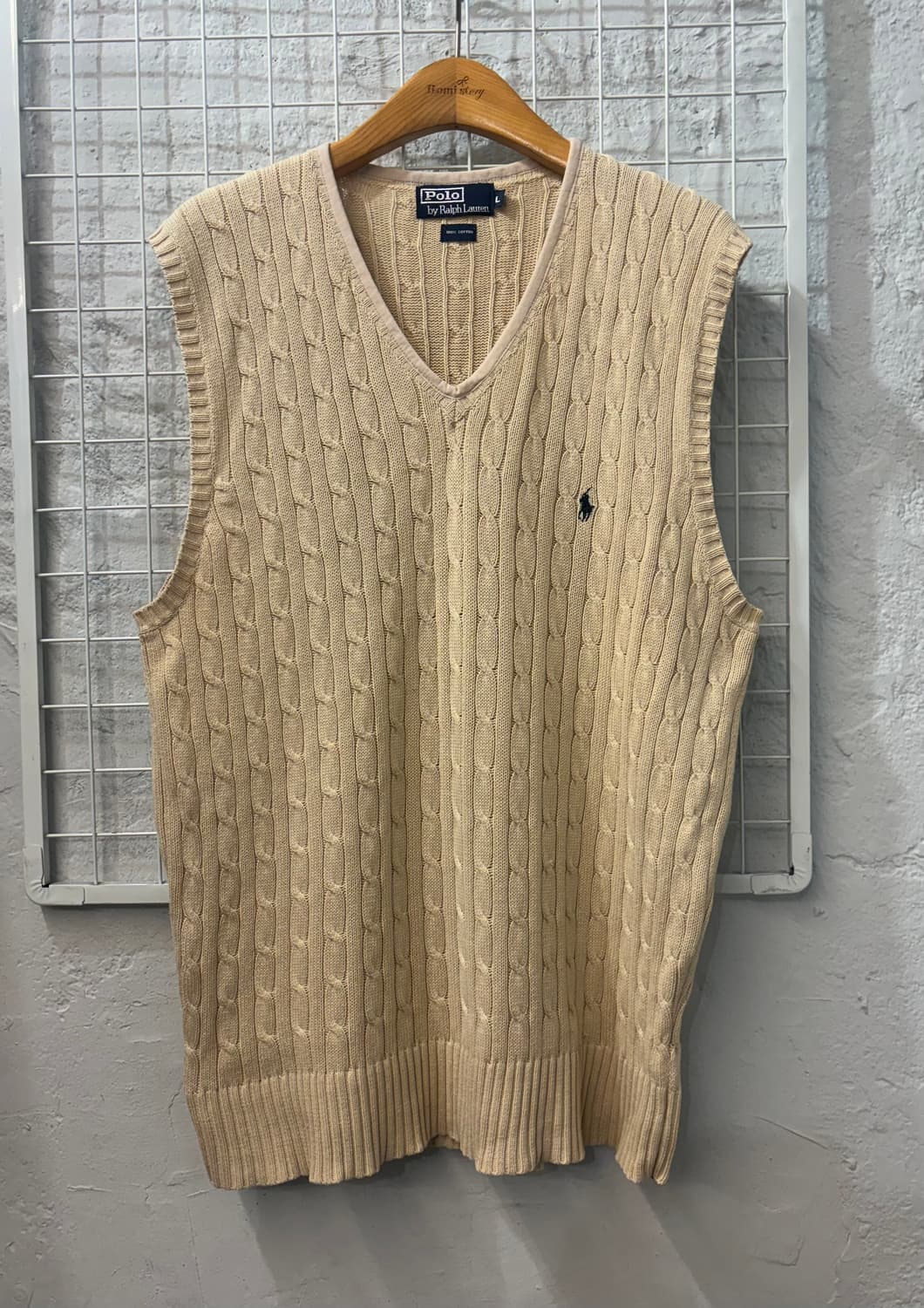 폴로 랄프 로렌 라이트 베이지 케이블 니트 베스트 L 상품이미지1