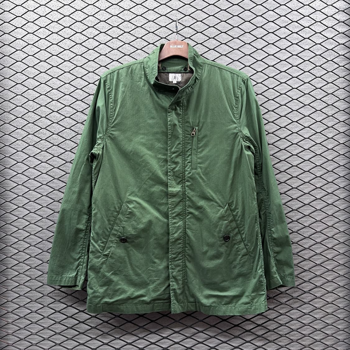 스탠카라 필드자켓 퀼팅안감 히든버튼 디테일 그린 상품이미지2