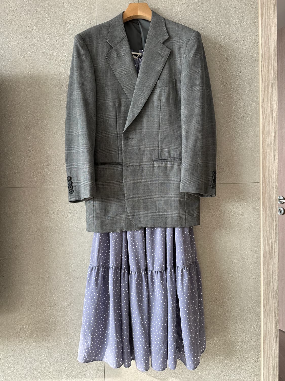 나이스클랍 등리본 오프숄더 연보라 땡땡이 롱 원피스 휴 상품이미지9