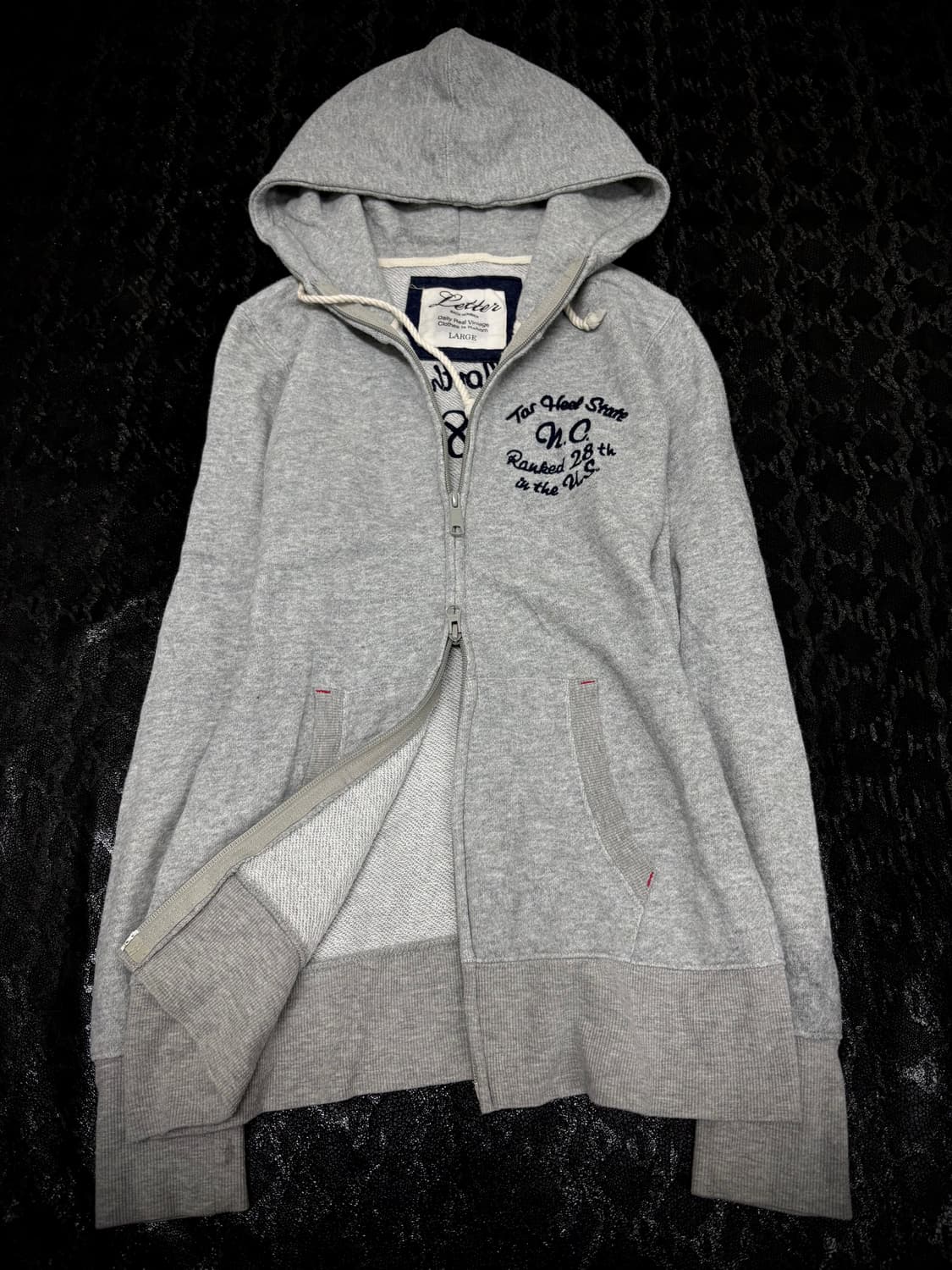 “Vintage”Y2K Print Grey 2-way Hoodie Zip 상품이미지1