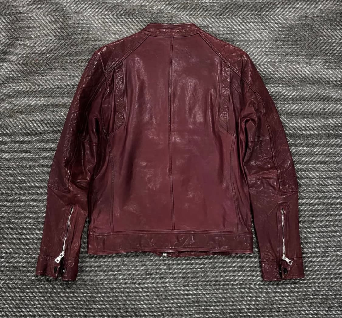 급처 이태리 슬림 크로스 베지터블 램스킨 자켓 버건디 상품이미지3