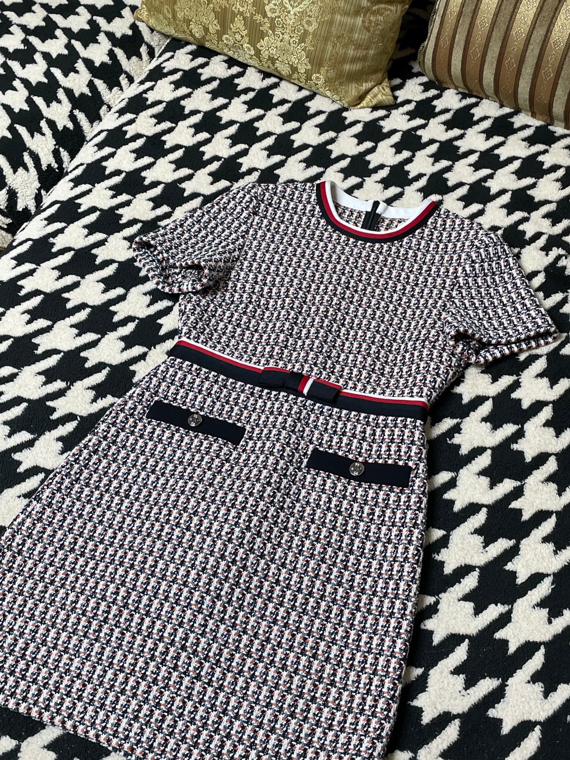 마쥬 멀티컬러 벨티드 트위드 원피스 36 상품이미지6