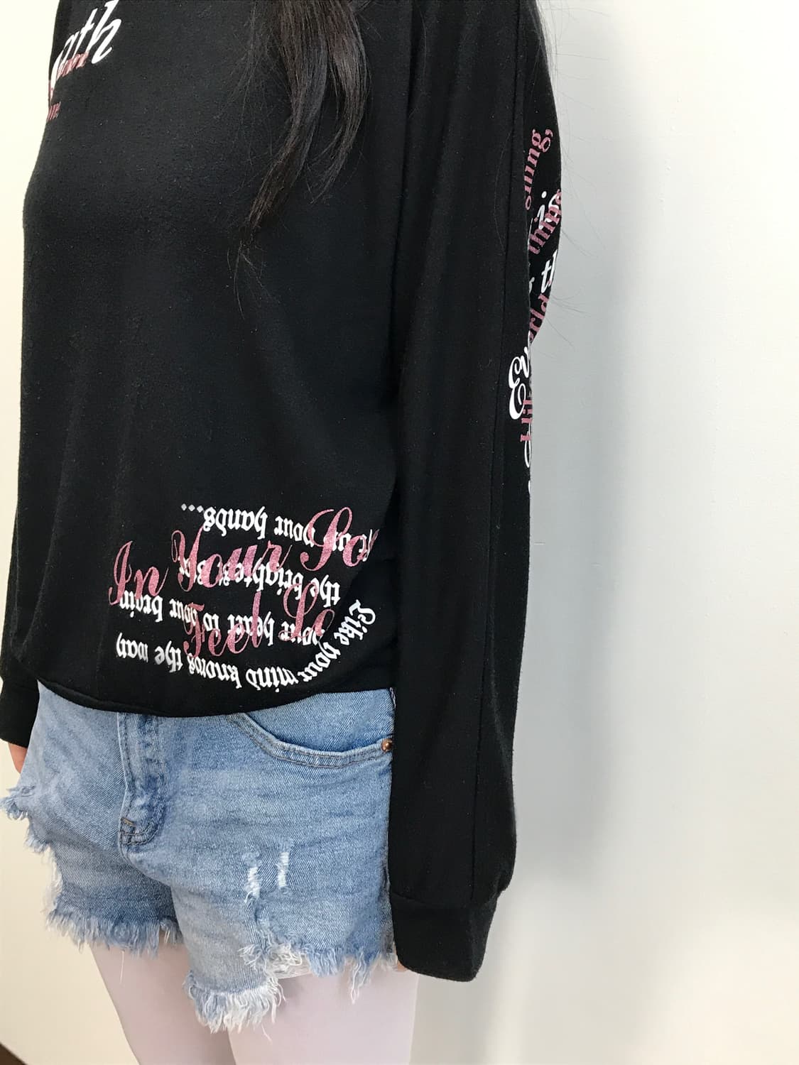 Jpn Y2k Black V-Neck Lettering T-shirts 상품이미지4