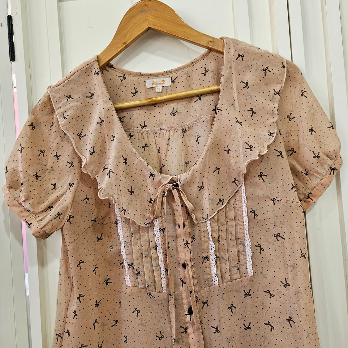 리본 패턴 쉬폰 블라우스 상품이미지2