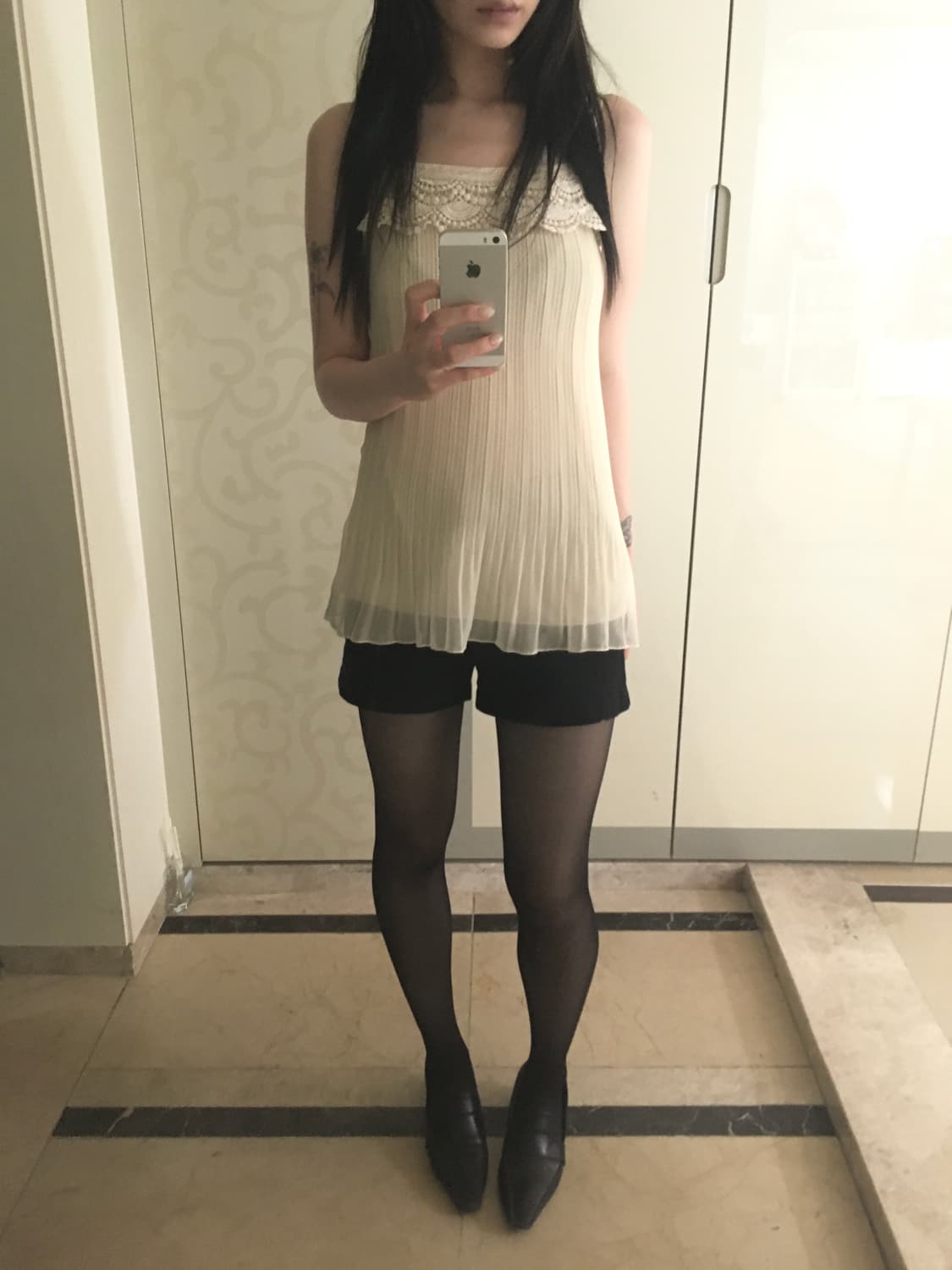 Vintage Pleated Lace Sleeveless Top 상품이미지2