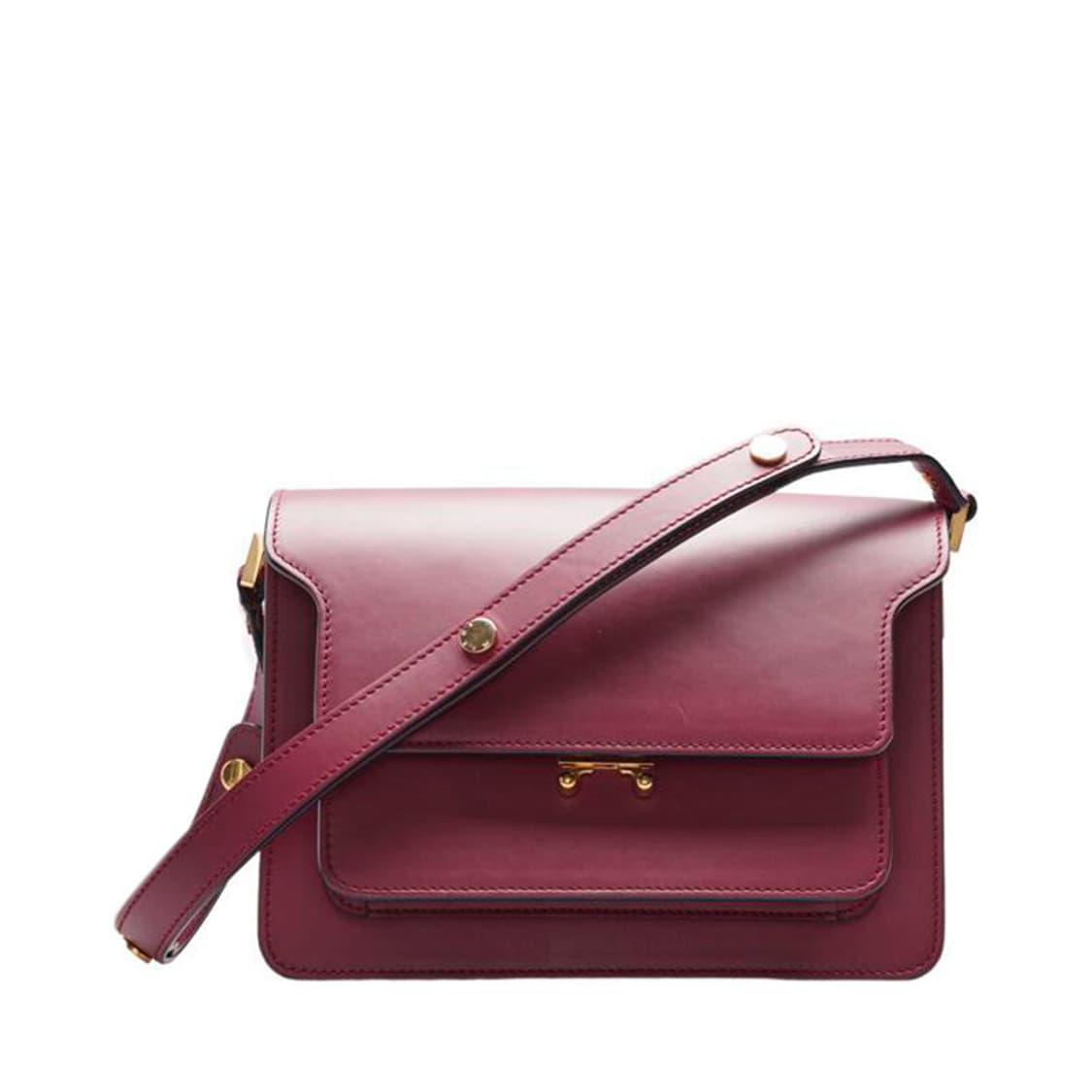 (중고) 마르니 버건디 카프스킨 트렁크 미듐 숄더백 상품이미지1