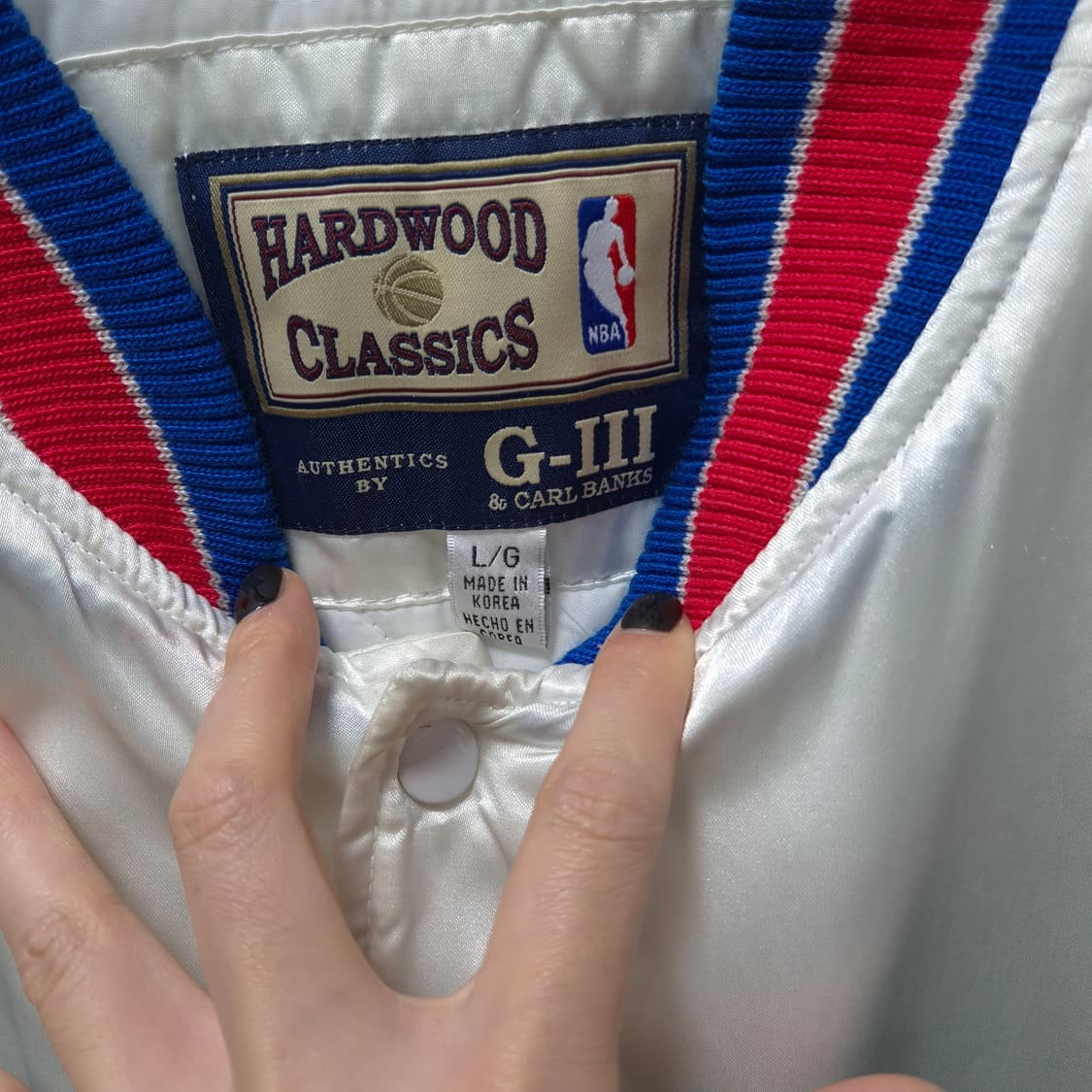 NBA 필라델피아 세븐티식서스 하드우드 클래식 사틴 바시티 자켓 L 상품이미지5