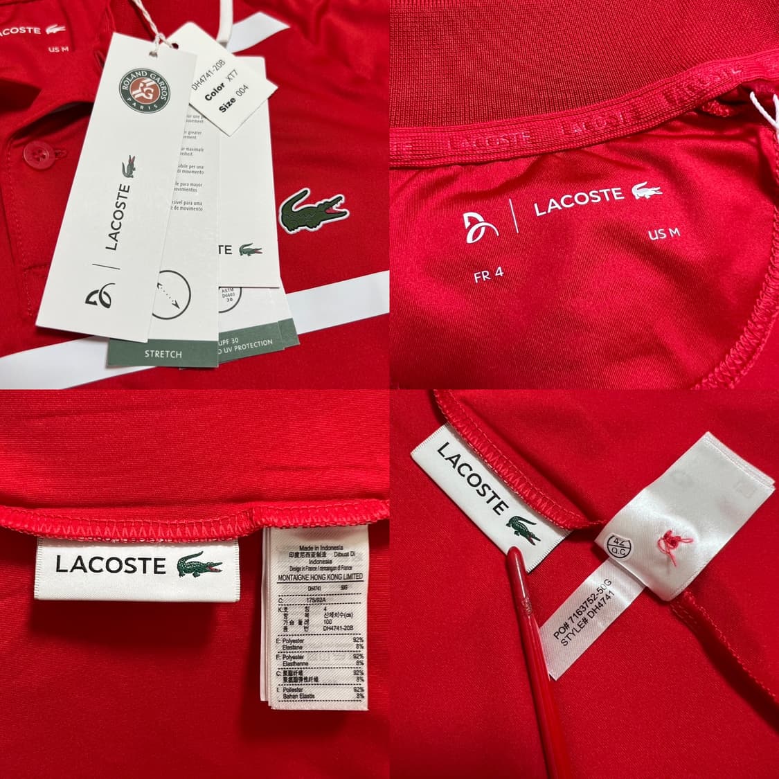 라코스테 롤랑 가로스 노박 조코비치 상의 레드 화이트 상품이미지3