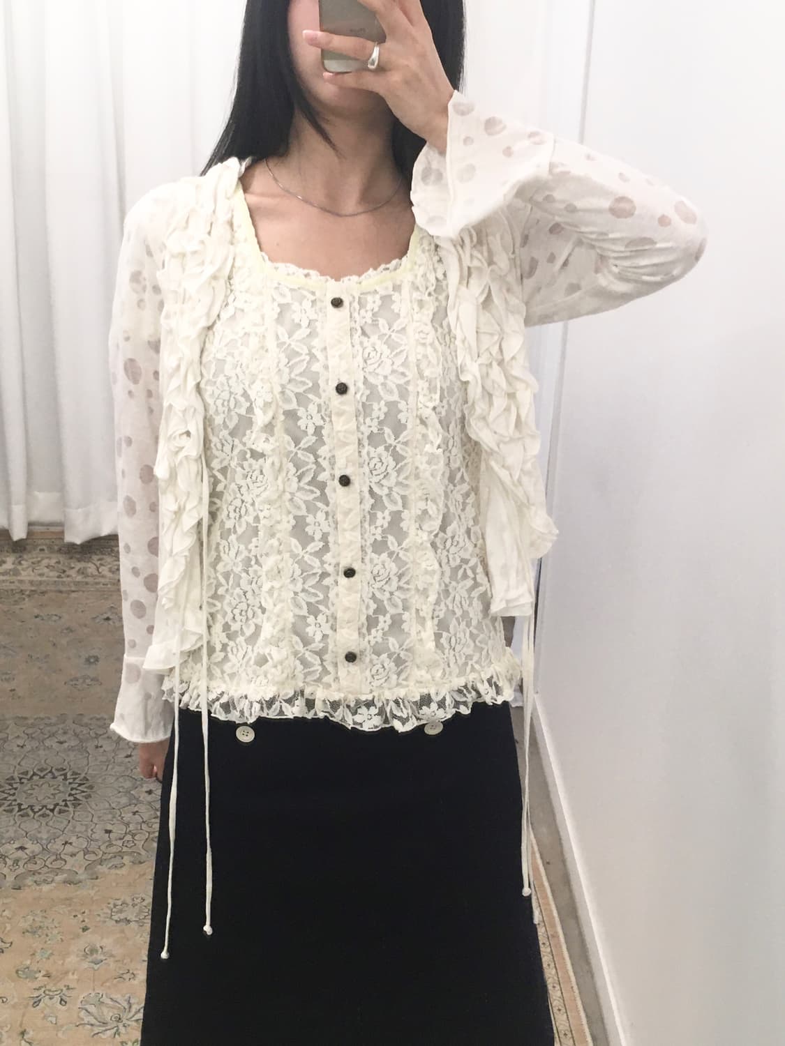 아이보리 도트 가디건 상품이미지4