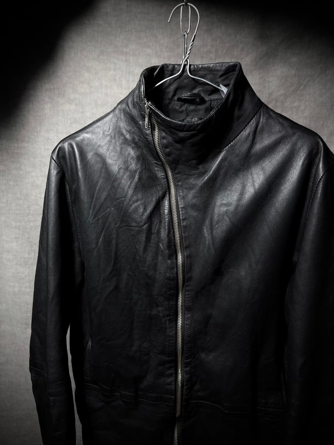 Obscur Asymmetrical Leather Jacket  상품이미지5