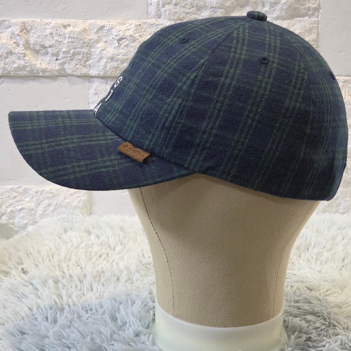 L3-9:아가타 파리 체크 패턴 울 볼캡 네이비 그린 55cm 상품이미지2