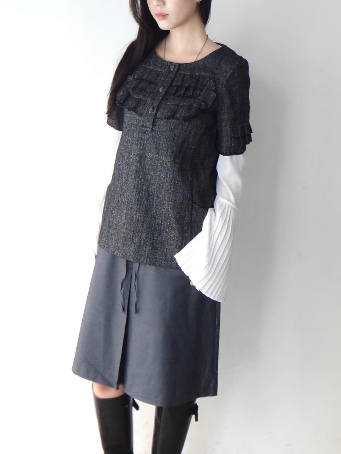 JILL STUART frill formal top / charcoal 상품이미지5