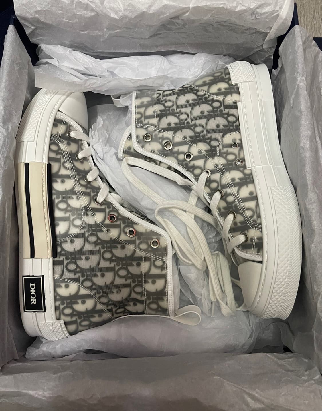 디올 B23 하이 디올 오블리크 캔버스 화이트 & 블랙 상품이미지5