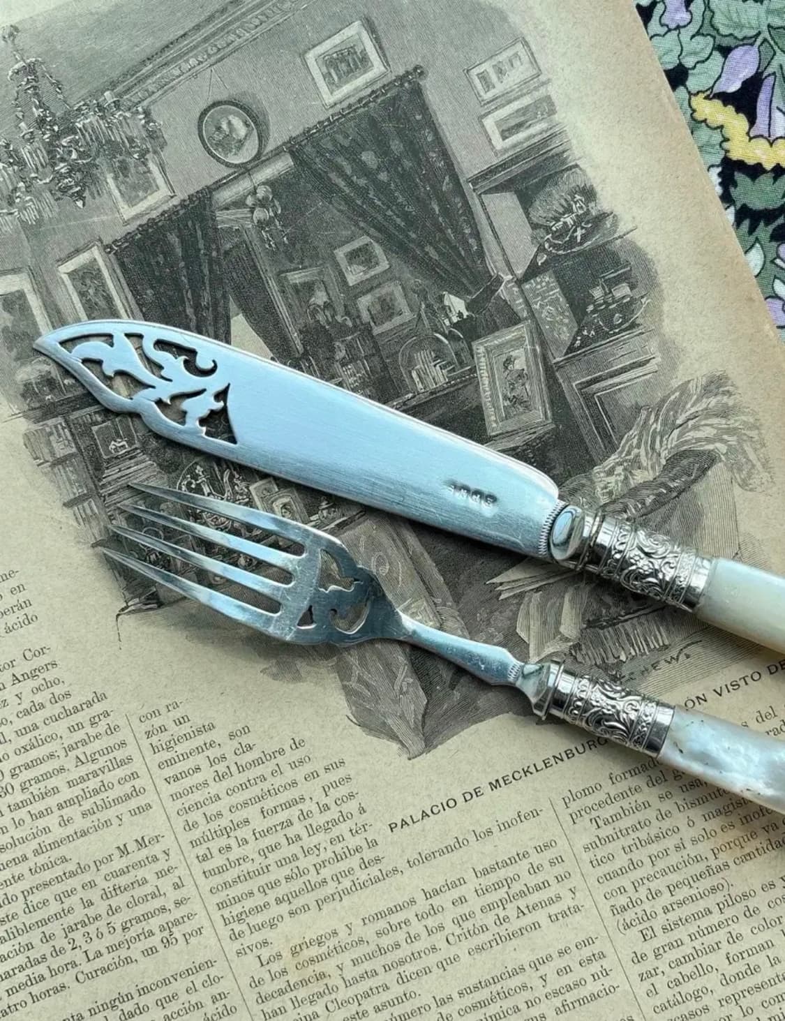 영국 앤틱 실버플레이트 마더오브펄 커트러리세트 상품이미지4