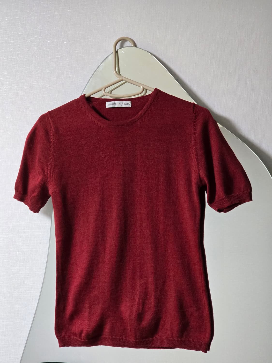 츠모리치사토 버건디 울 반팔니트 상품이미지3