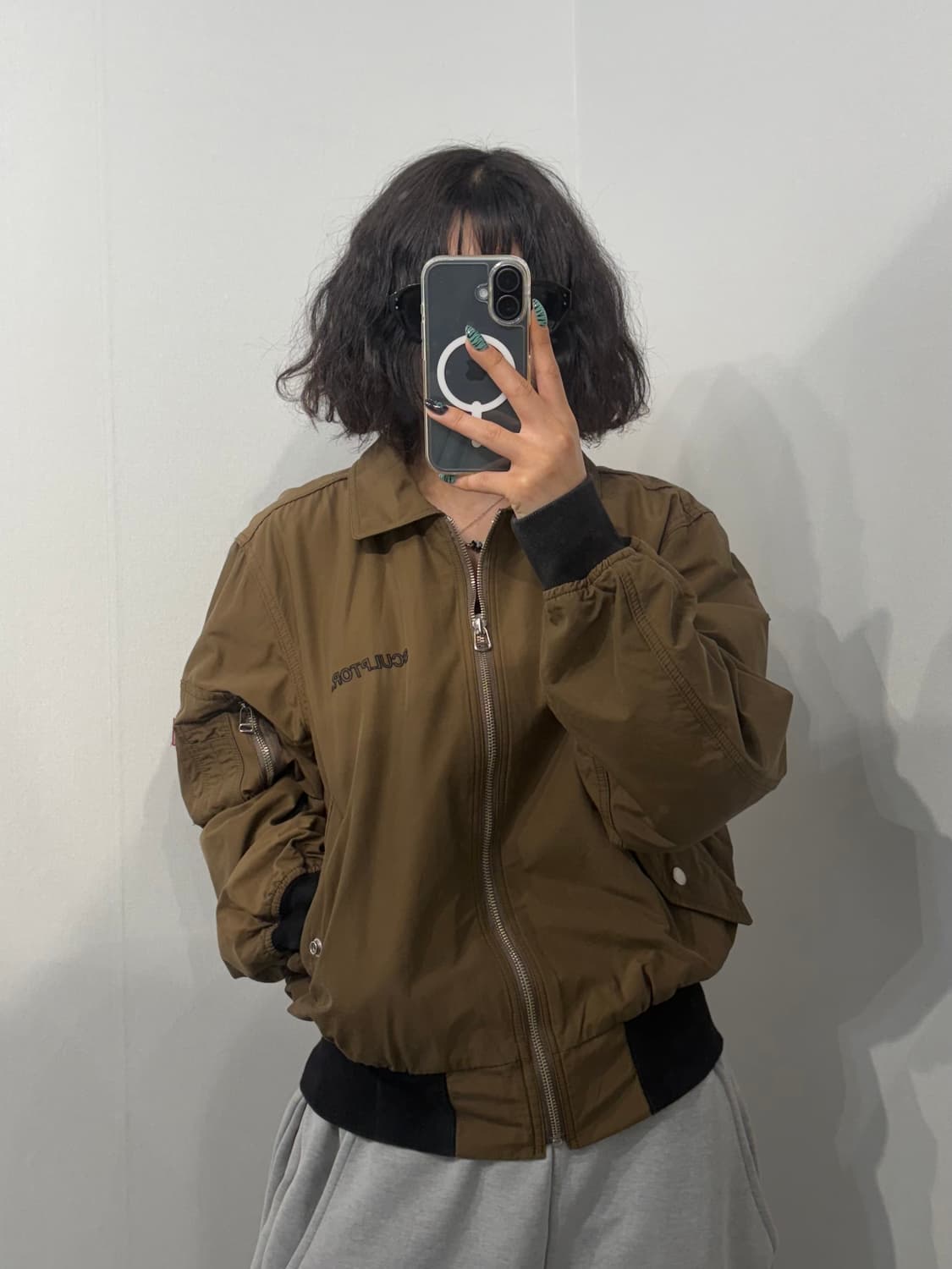 OS 스컬프터 빈티지 아웃라인 MA-1 봄버 자켓 브라운 상품이미지1