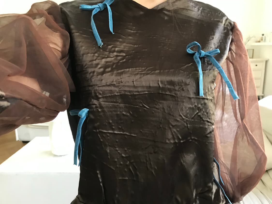 vintage brown ribbon blouse 상품이미지3