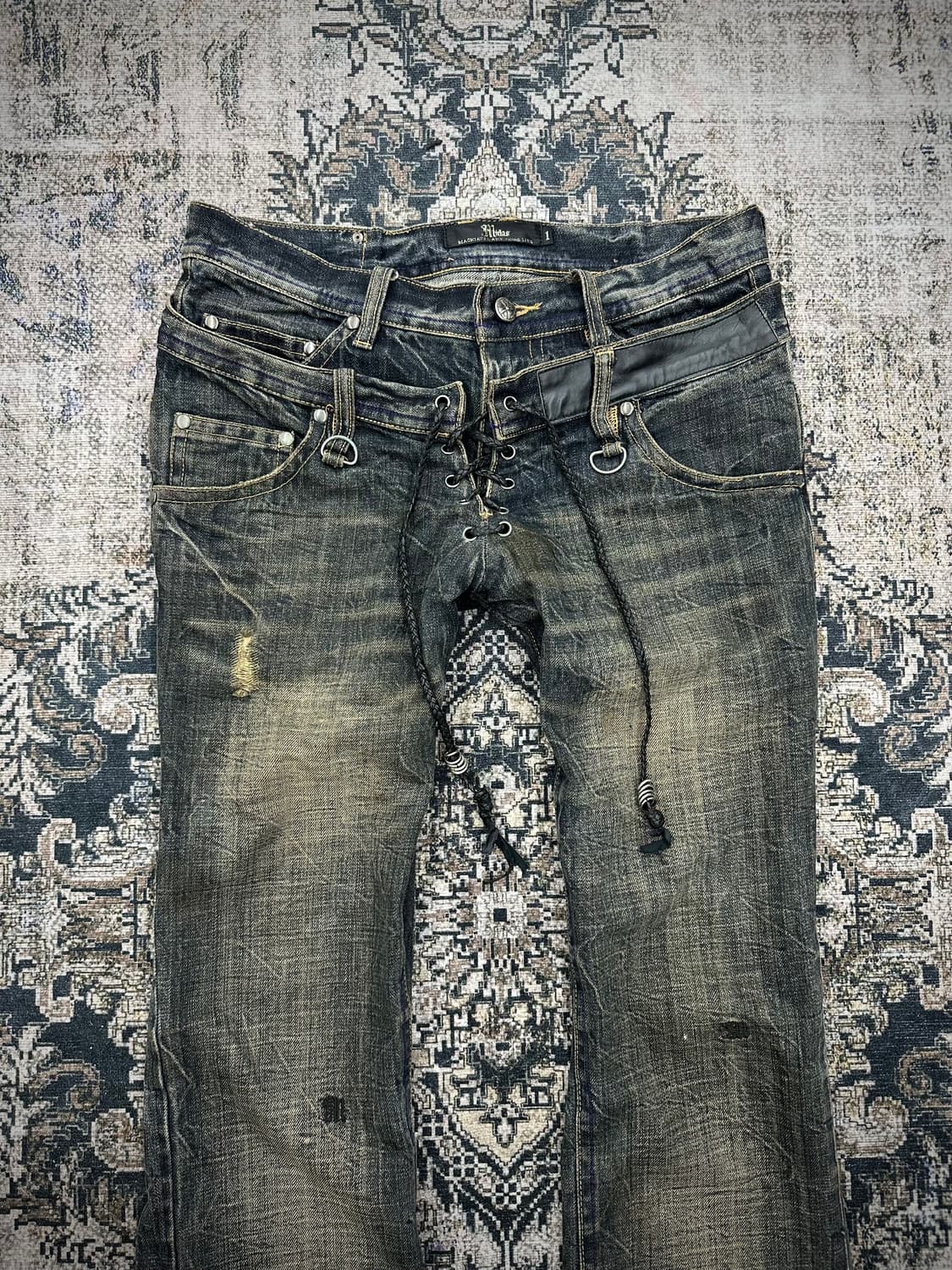 Midas double lace up flared jeans 상품이미지2