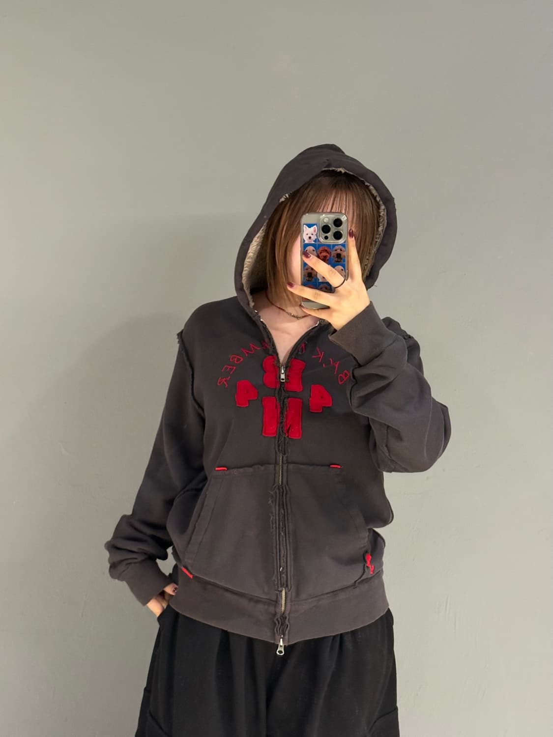 back number lettering 2-way hood zip-up 상품이미지3
