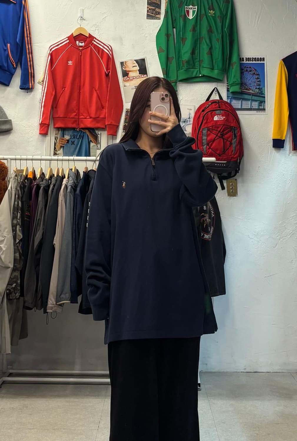 폴로 랄프로렌 신형 반집업 네이비 니트 XL 상품이미지1