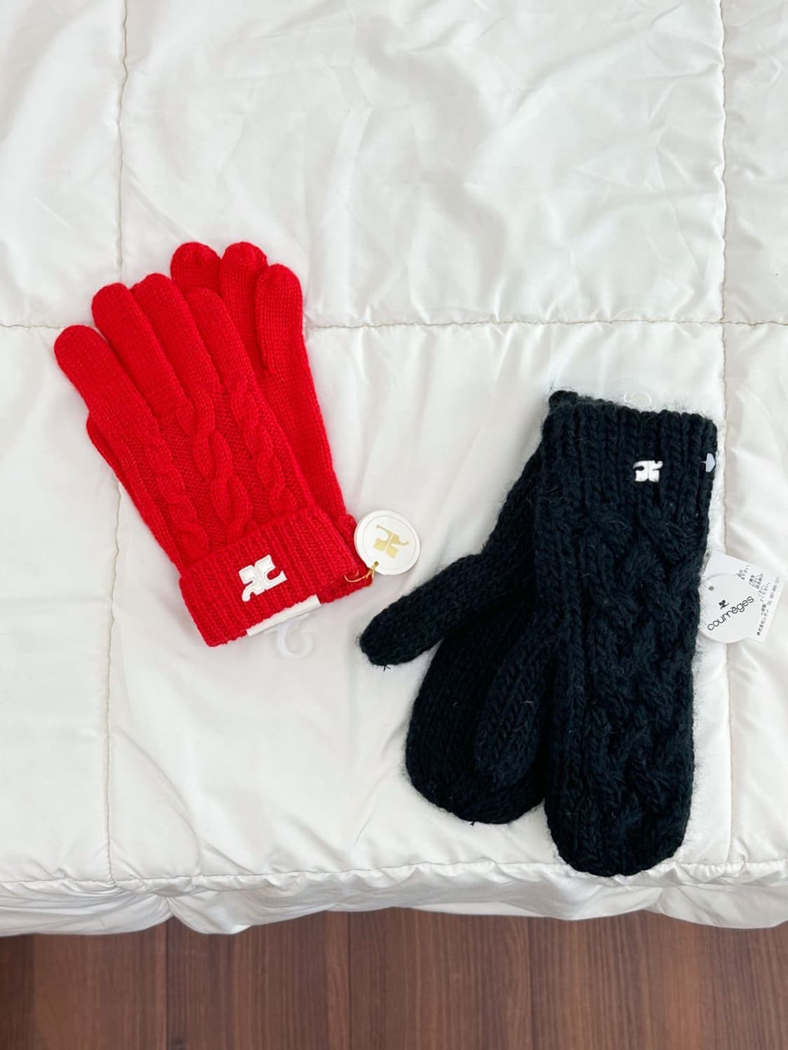 [새상품] courreges / 꾸레쥬 레드 울 장갑  상품이미지6