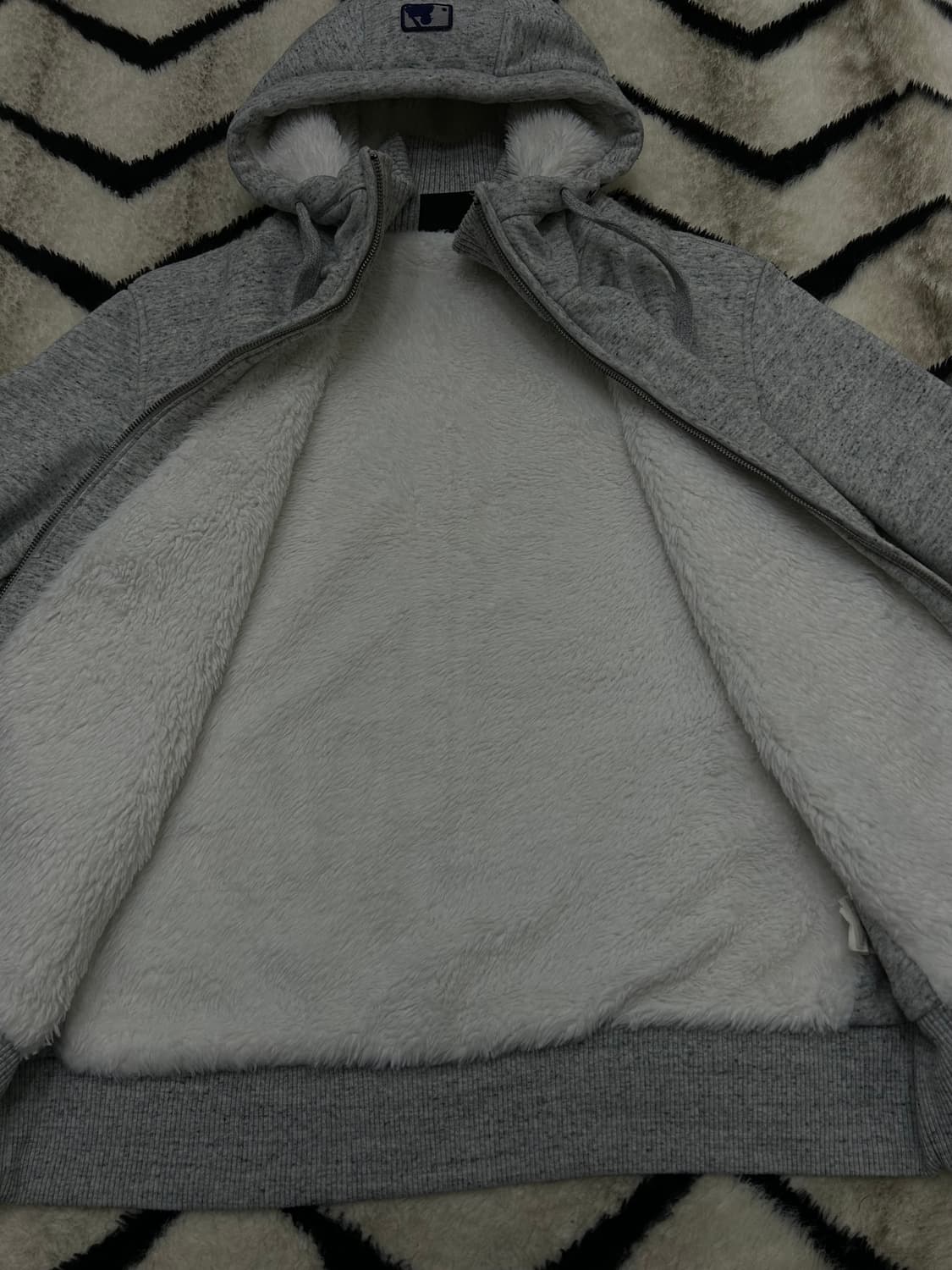 [L]MLB 뉴욕양키스 보아 후드집업/그레이 상품이미지4