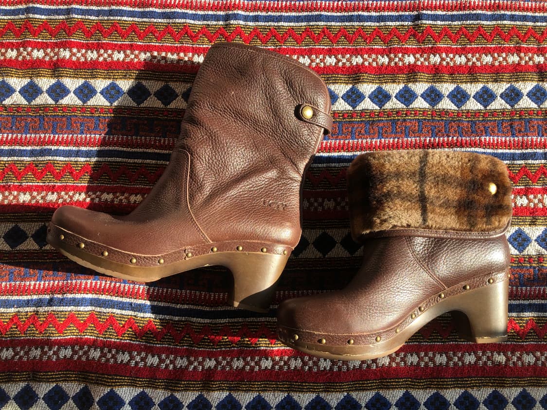 어그 클로그 브라운 레더 퍼 부츠 240 상품이미지7