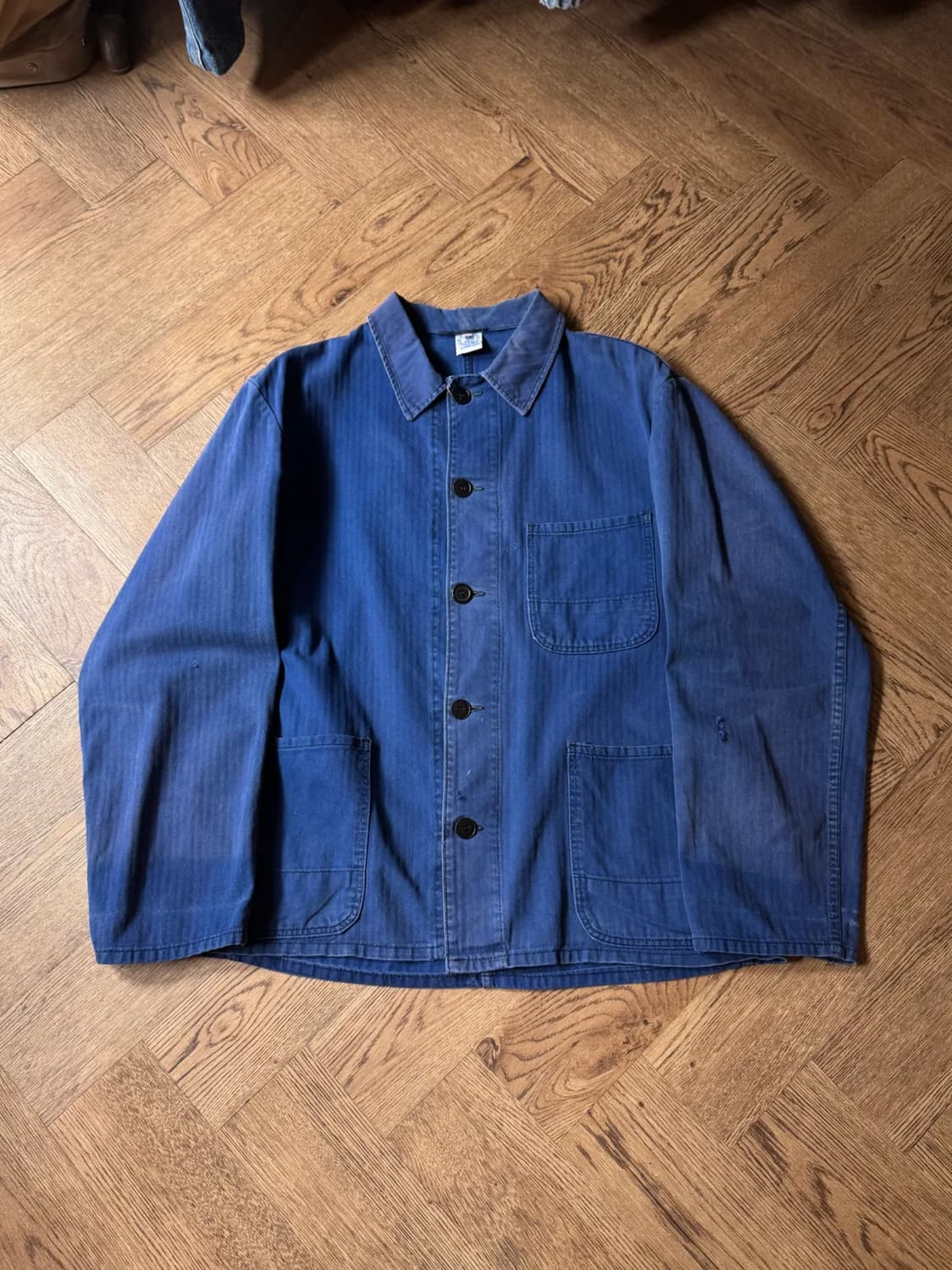 [M]90's 빈티지 페이딩 헤링본 트윌 프렌치 워크자켓 상품이미지1