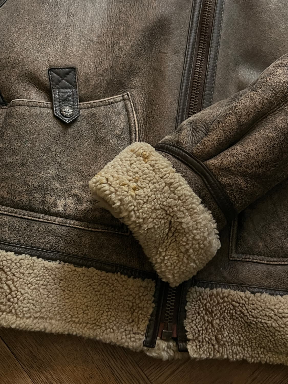 [L]90's USA 빈티지 리얼레더 B-3 무스탕 자켓 상품이미지6