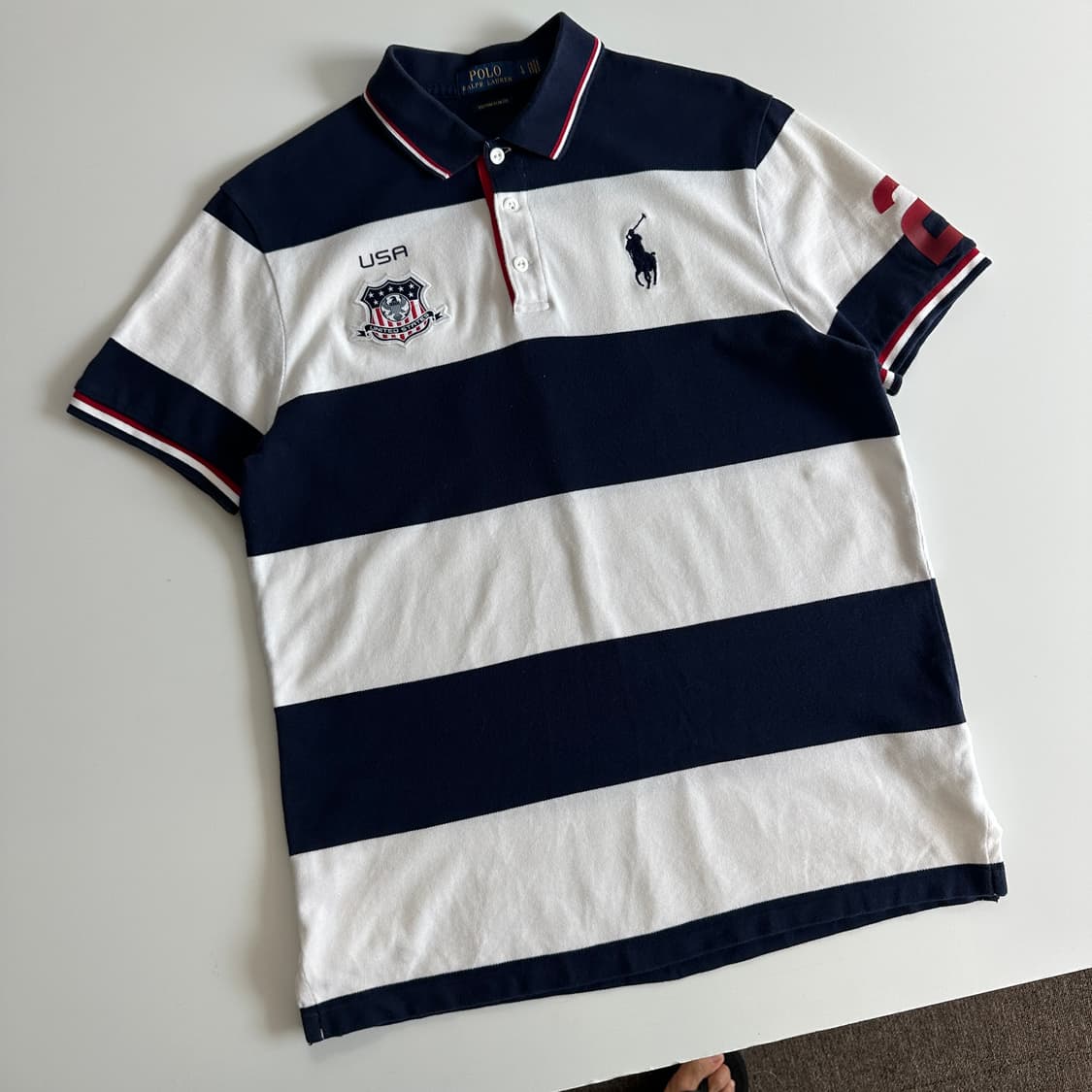 Polo 폴로 랄프로렌 신형 USA 빅포니 배색 단가라 PK 상품이미지4
