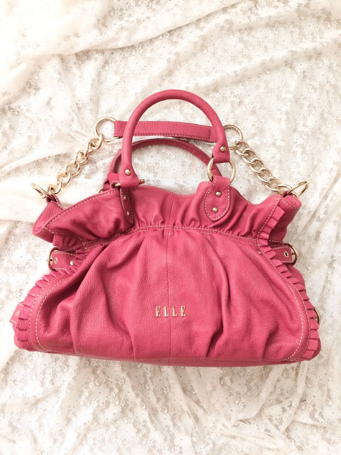 Vintage ELLE magenta pink genuine leathe 상품이미지2