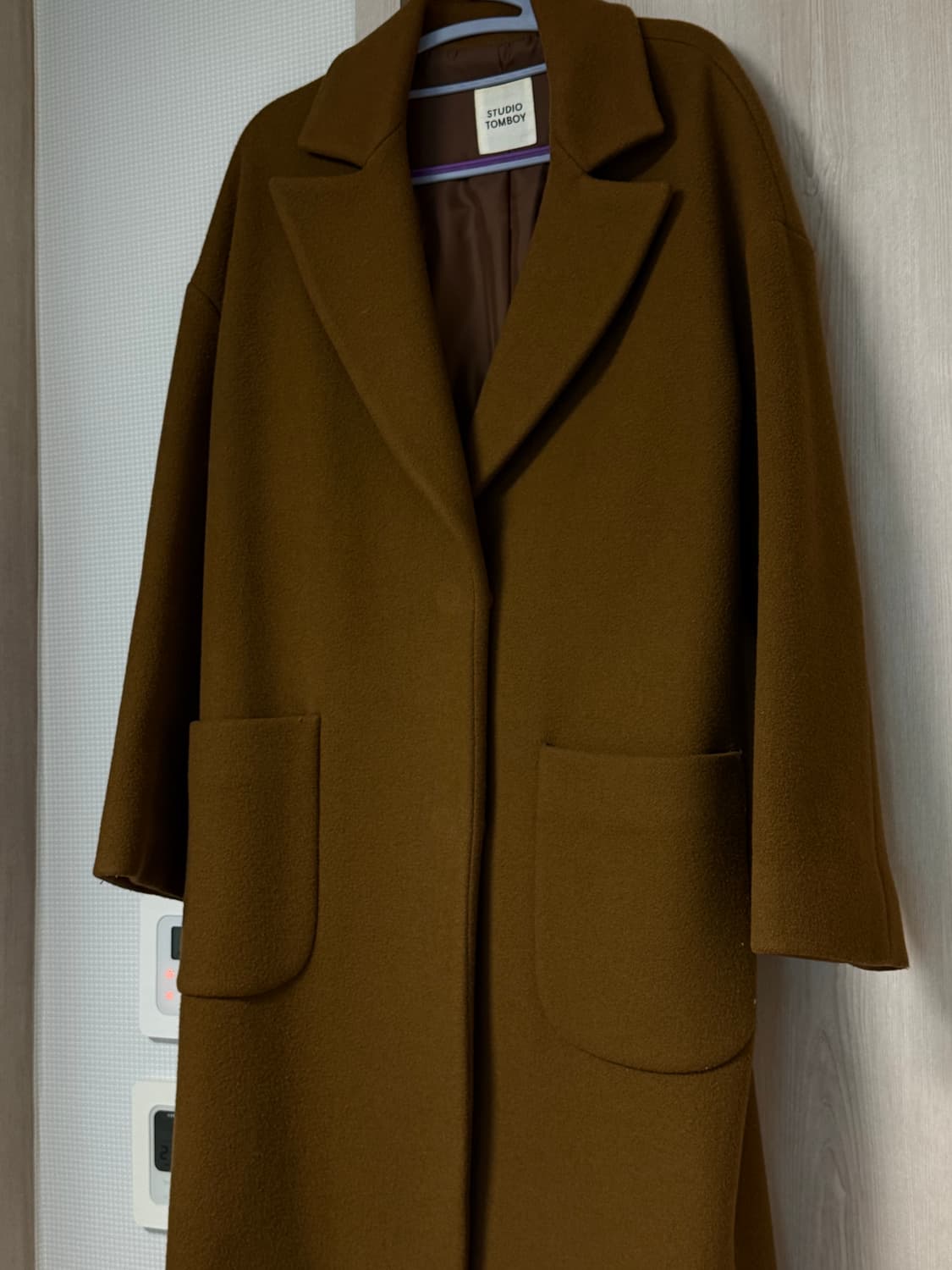 스튜디오톰보이 브라운 울 혼방 롱 코트 상품이미지4