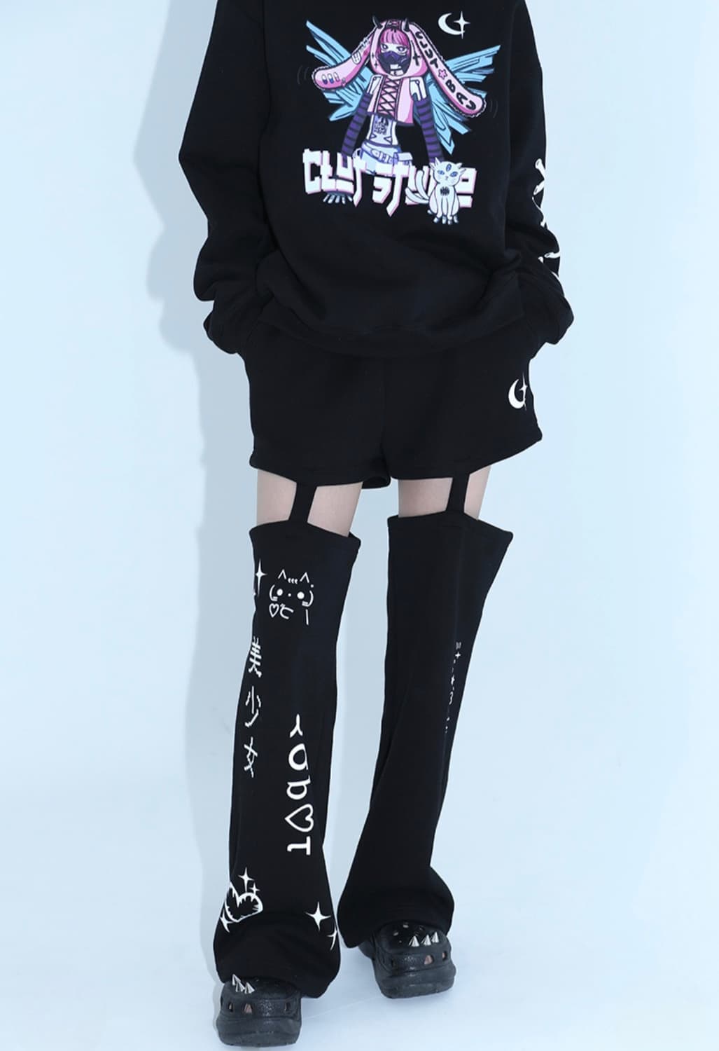 클럿스튜디오 컷아웃 고양이 이모지 팬츠 지뢰계 미소녀 오타쿠 패션 상품이미지1