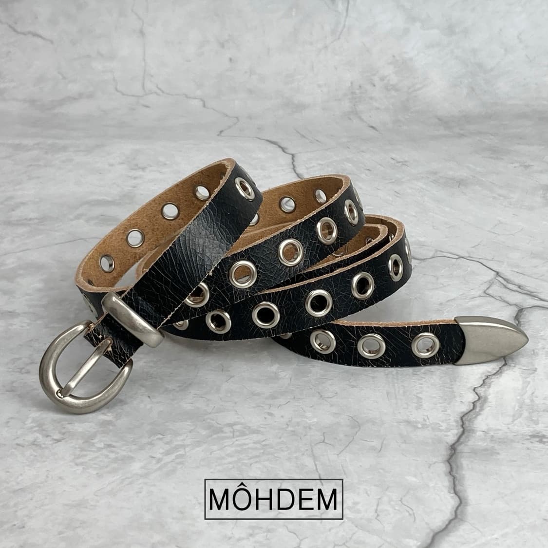 [Unisex] 베지터블 크랙레더 아일렛 벨트 상품이미지5