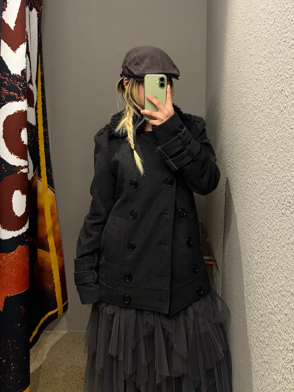 빈티지 퍼 카라 더블코트 상품이미지1