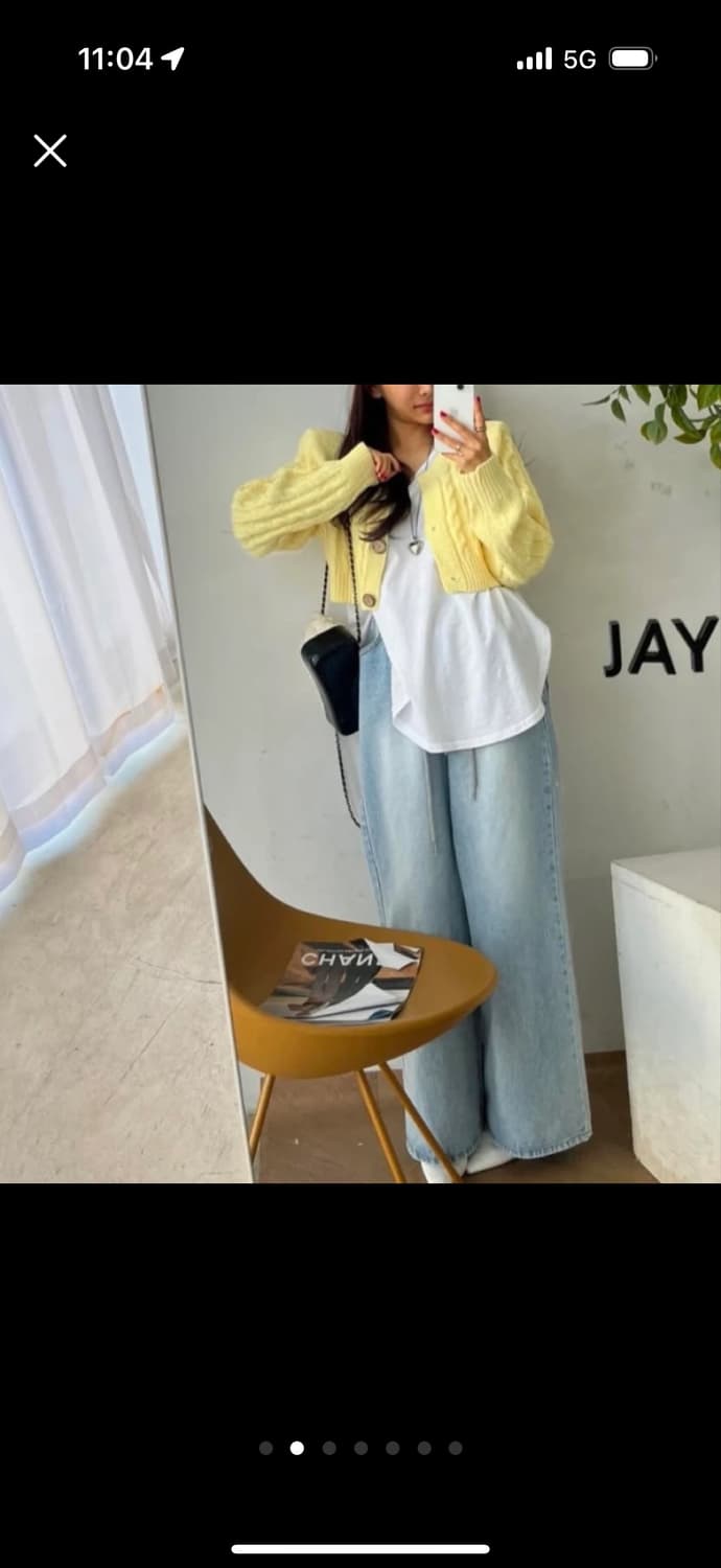 어깨패드 옐로가디건 (거의새옷)정가58,000 상품이미지2