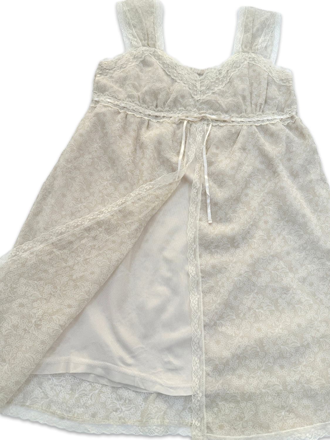 빈티지 아이보리 시스루 프릴 레이스 슬리브리스 상품이미지4