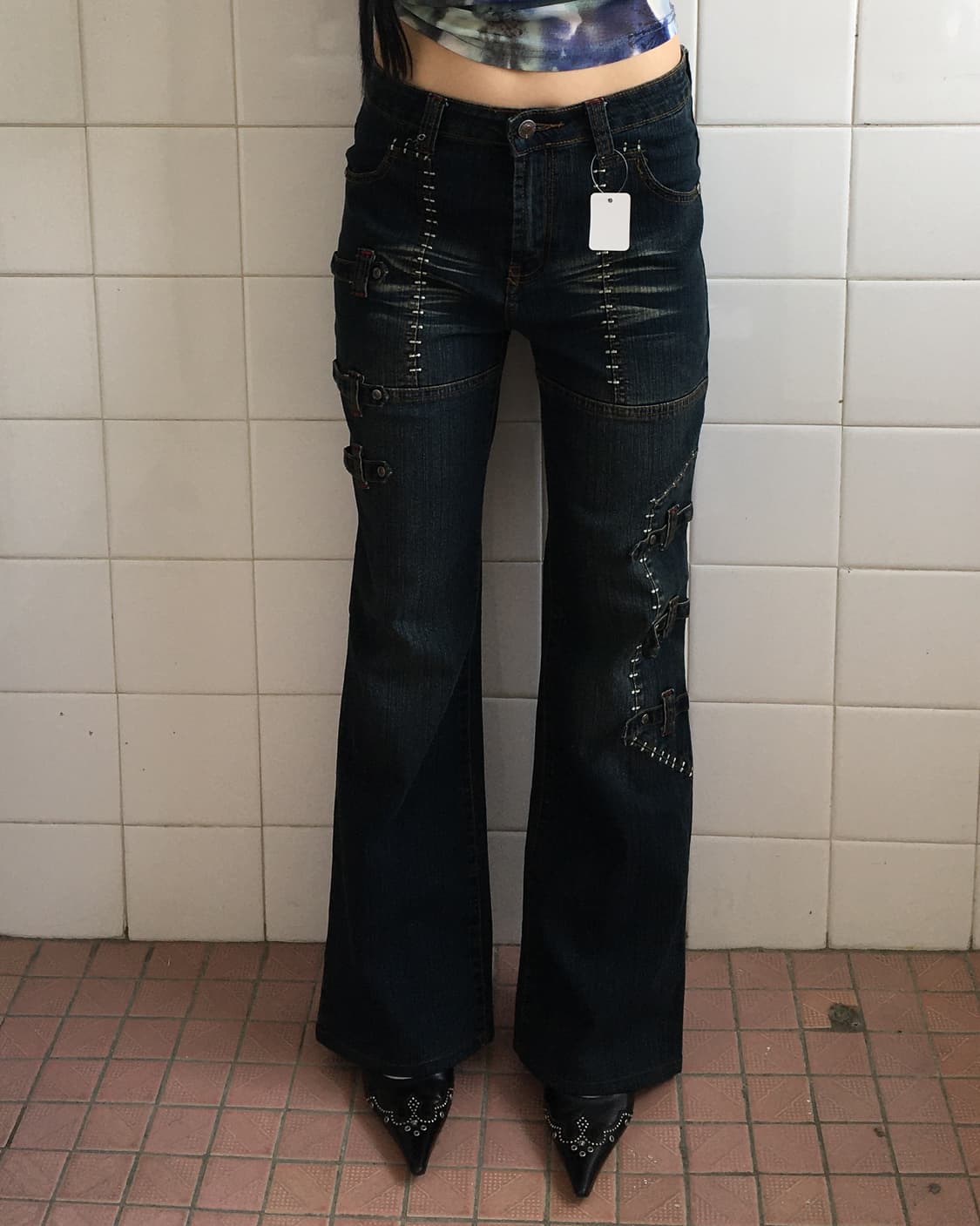 Stitch point belted denim pants 상품이미지6