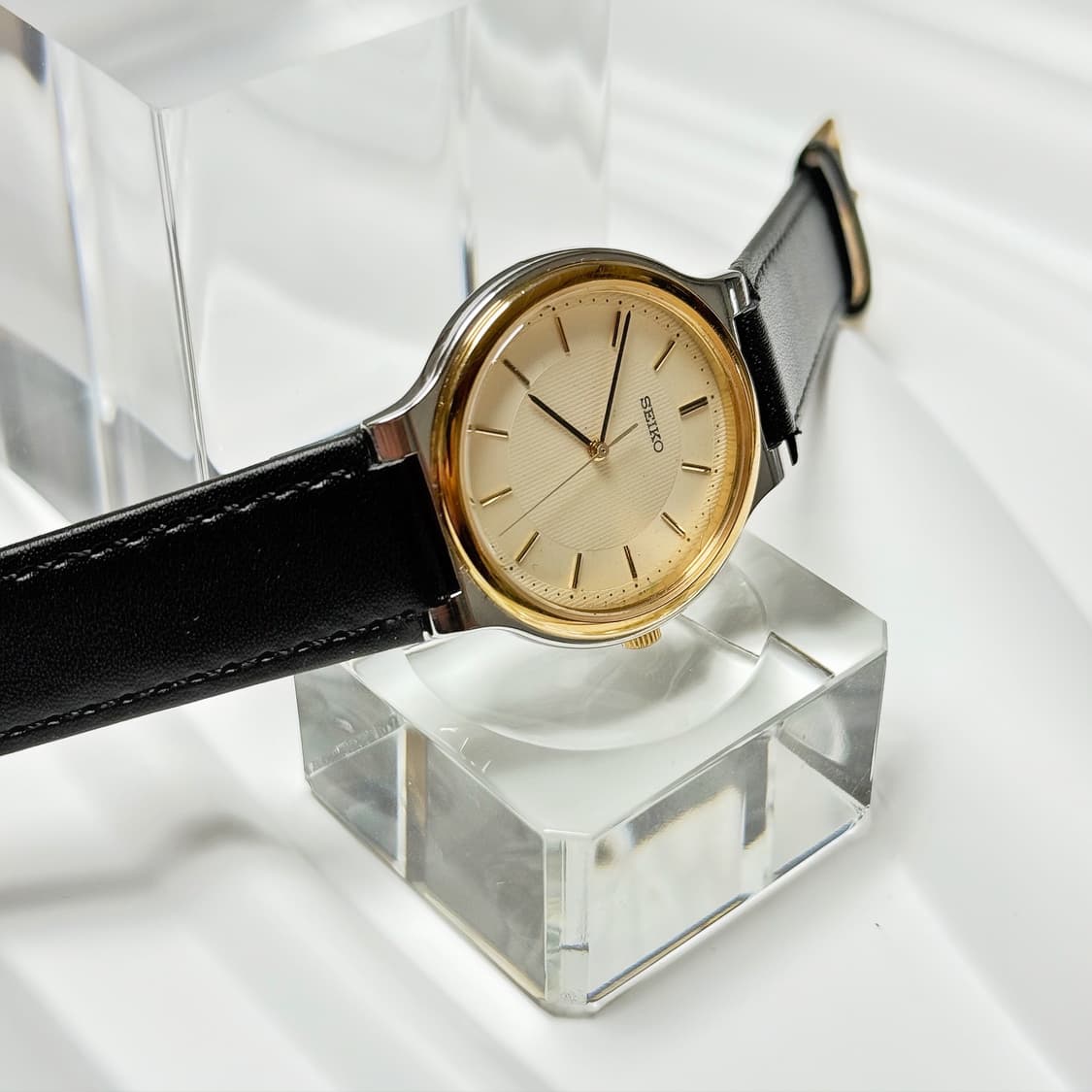 80's90's 빈티지 세이코 미니멀 기요셰 샴페인 골드 워치 상품이미지2