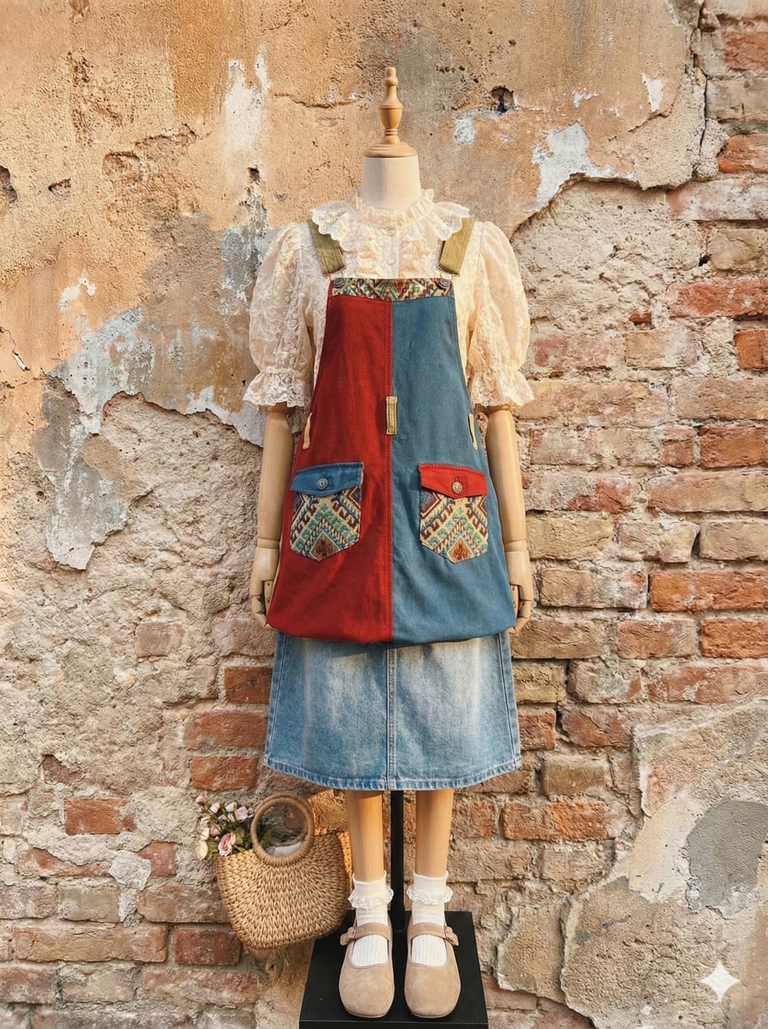 TITICACA의 빈티지 패치워크 에프론 상품이미지2